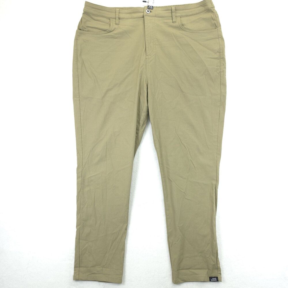 One Bone Men's Casual Elastic Waist Stretch Chino Pants Khaki Size D 40x29